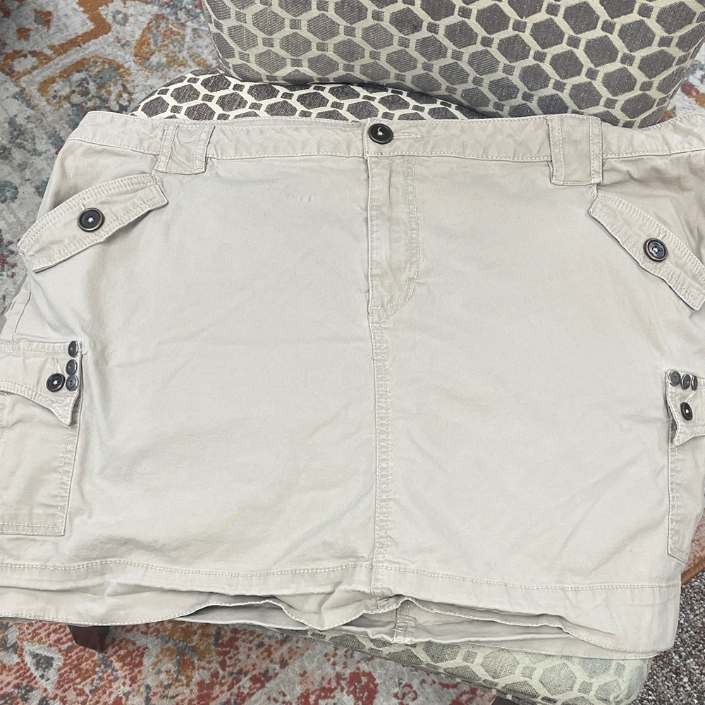 Beige Cargo Pocket Mini Skirt